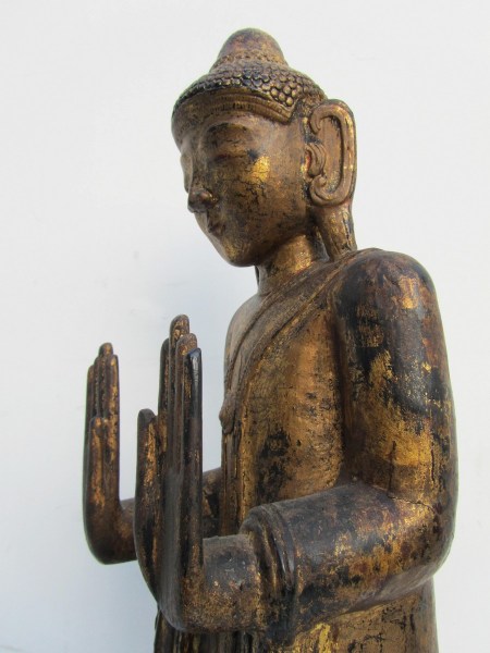 antique-carved-wooden-gilded-statue-of-standing-buddha-on-lotus-base-Thailand- Laos-Burma-00005